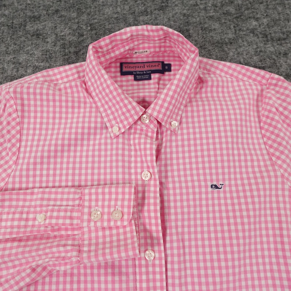 Vineyard Vines‎ Boys Shirt 8 Pink Gingham Button Up Long Sleeve Preppy Casual